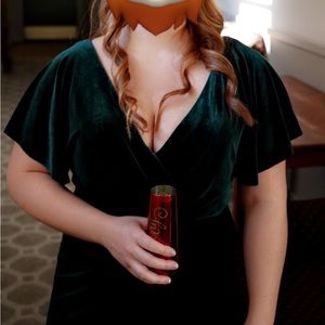 BHLDN velvet green Jenny Yoo bridesmaid dress